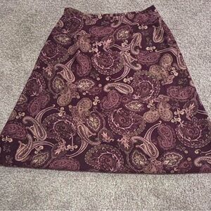 St. John's Bay A-Line Skirt - Purple and Brown Paisley